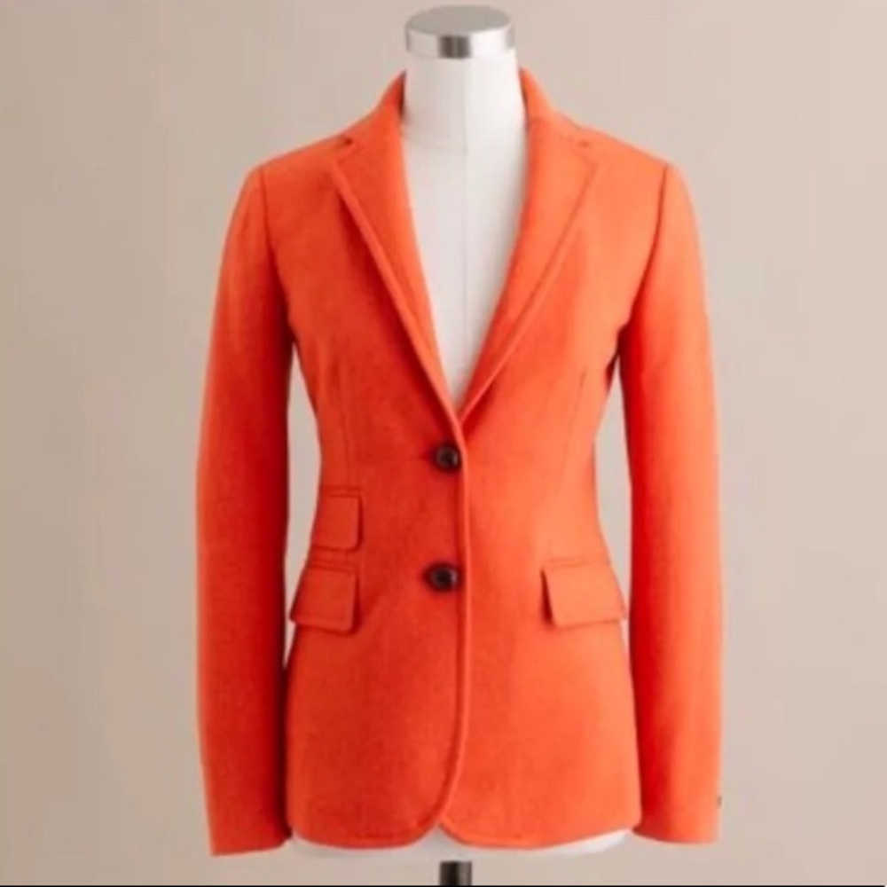 J. Crew orange herringbone hacking wool blazer 10 - Picture 8 of 8